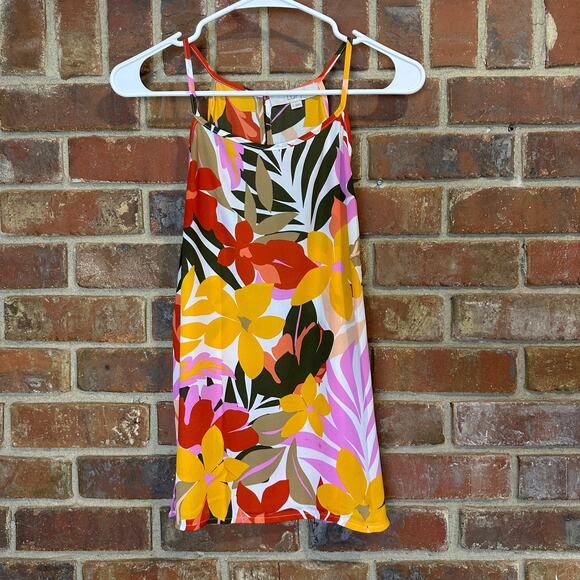 Loft Tropical Bright colorful Pink Yellow Floral Print Halter Blouse Size Small - Picture 5 of 10